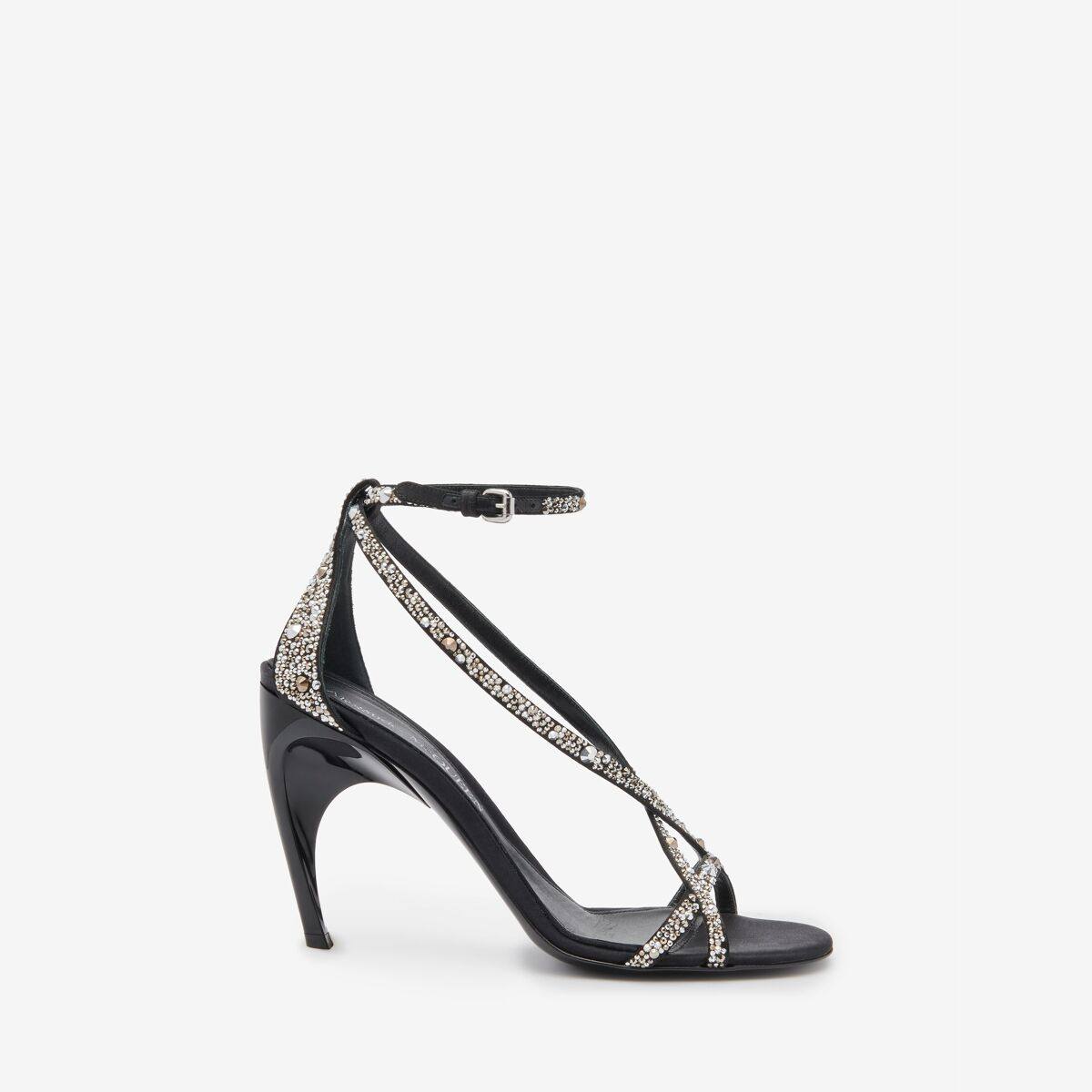 Alexander McQueen Women's Black Twisted Armadillo Sandal - 9.5 (Silk)